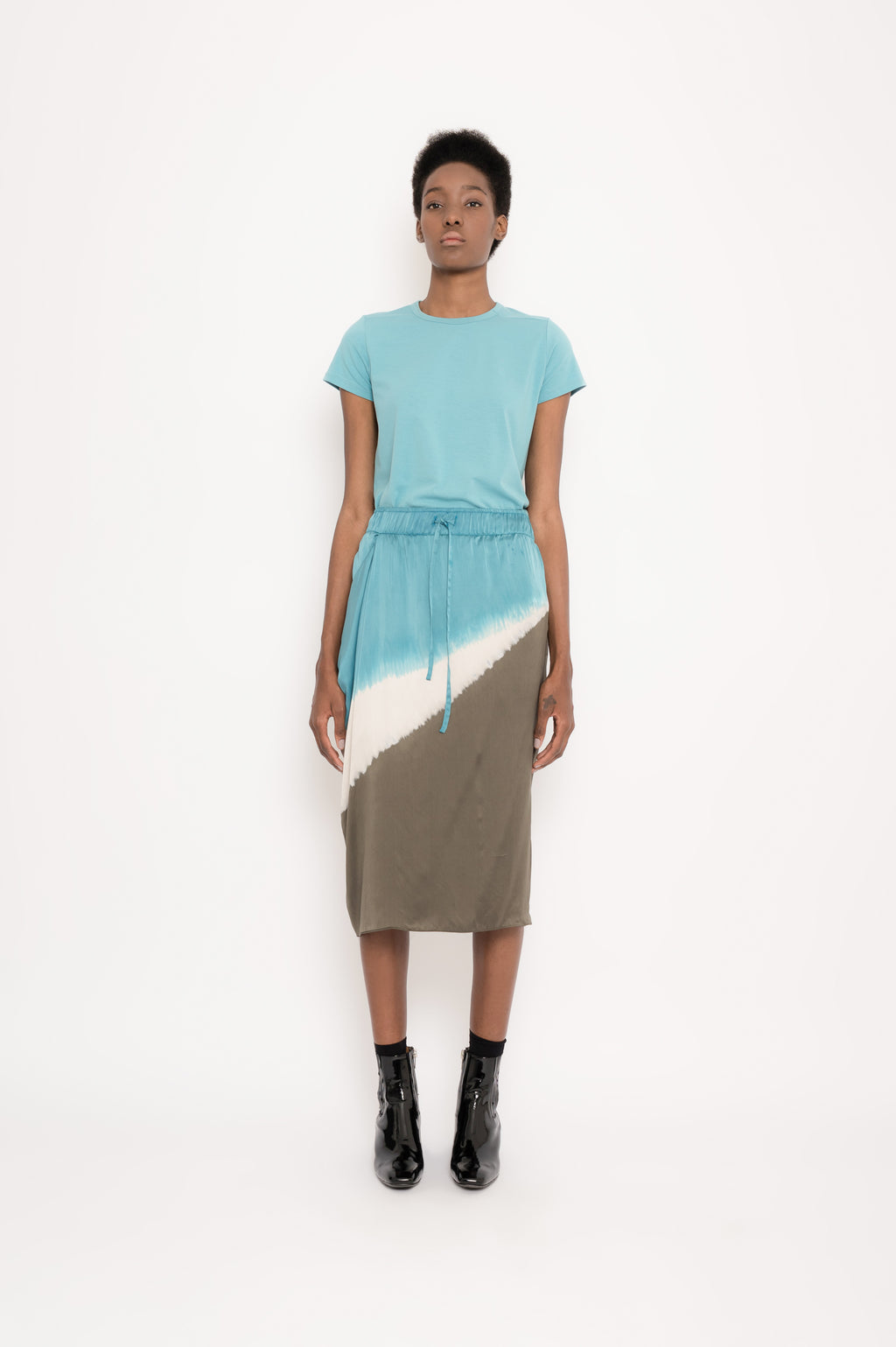 Asymmetric Silk Skirt with Artisanal Dye | Leque