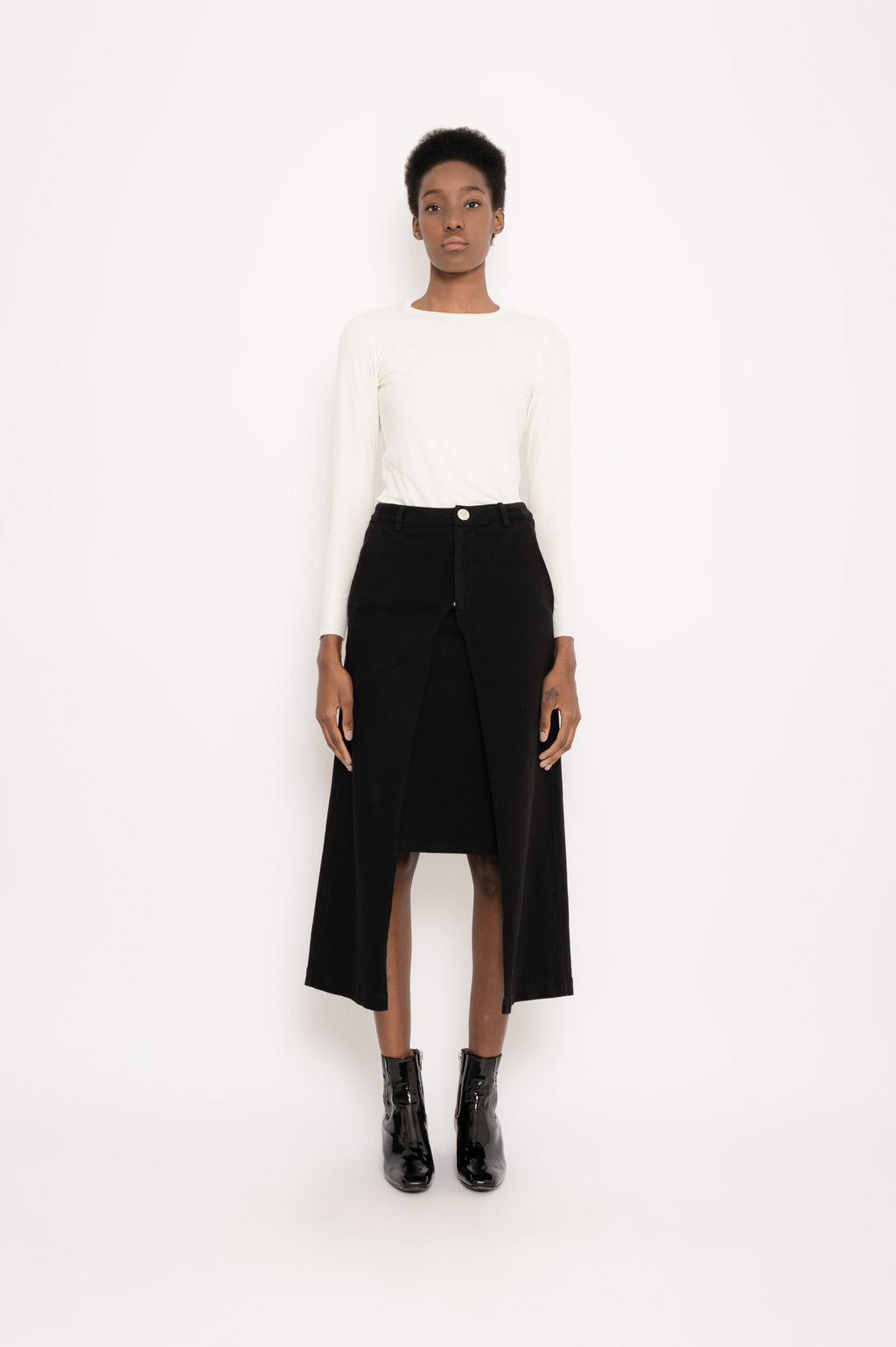 Overlapped Midi Twill Skirt | Lixa