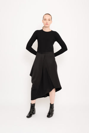 Asymmetric Draped Midi Skirt | Lousa