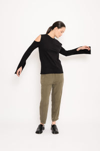 Organic Cotton Jersey Top with Cutouts | Carretel