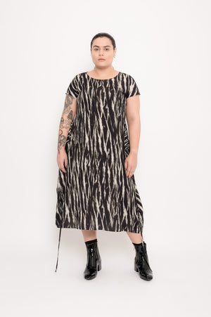 Printed Viscose Dress with Drawstring | Tabua