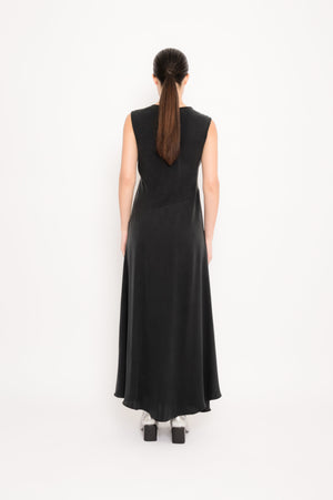 Sleeveless Long Silk Viscose Dress | Tijolo