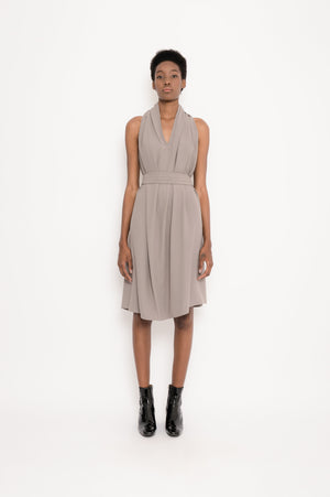 Creped Wide Dress with Belt | Torpedo