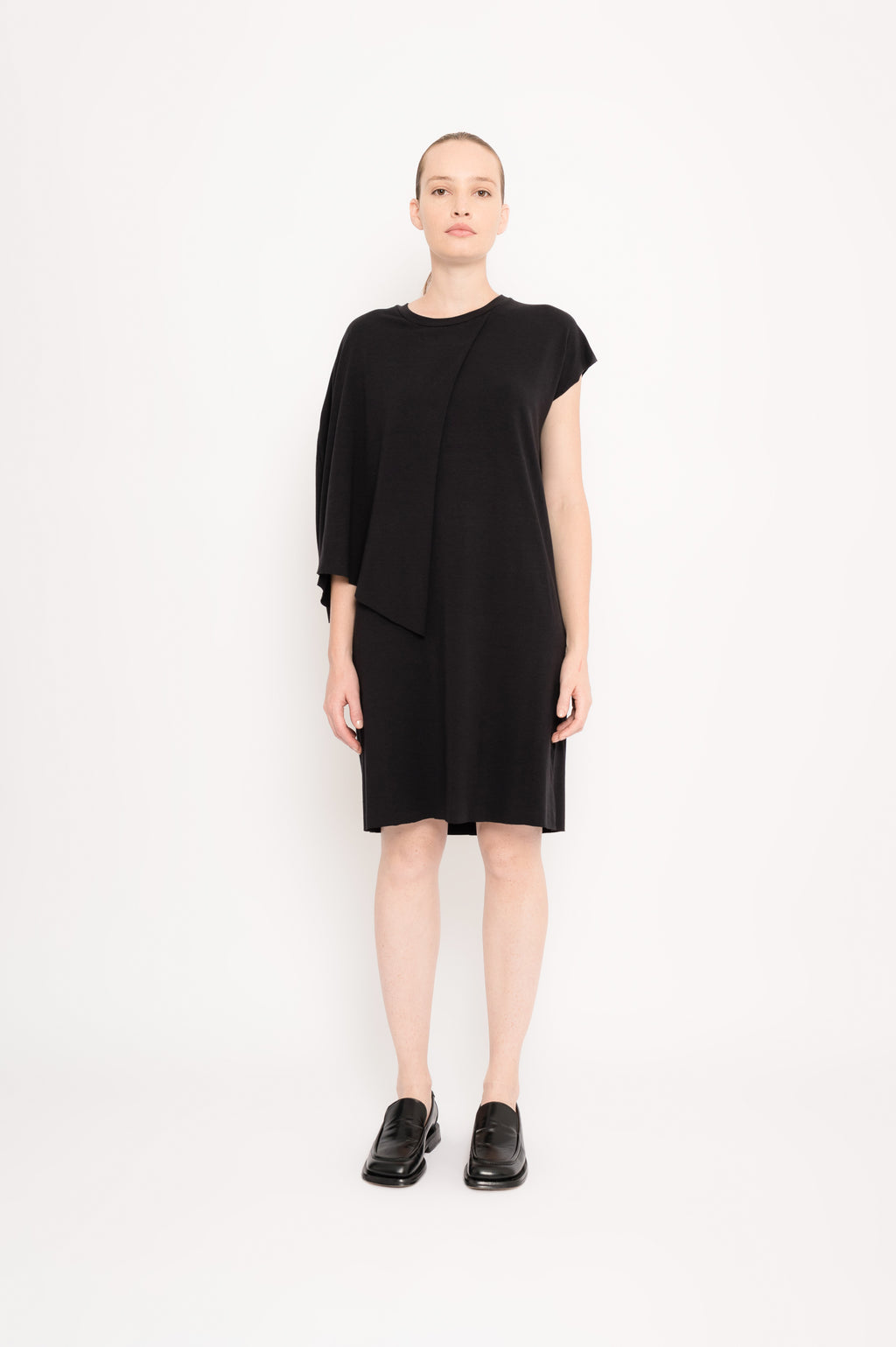 Cotton Modal Dress with Overlapped Detail | Trofeu