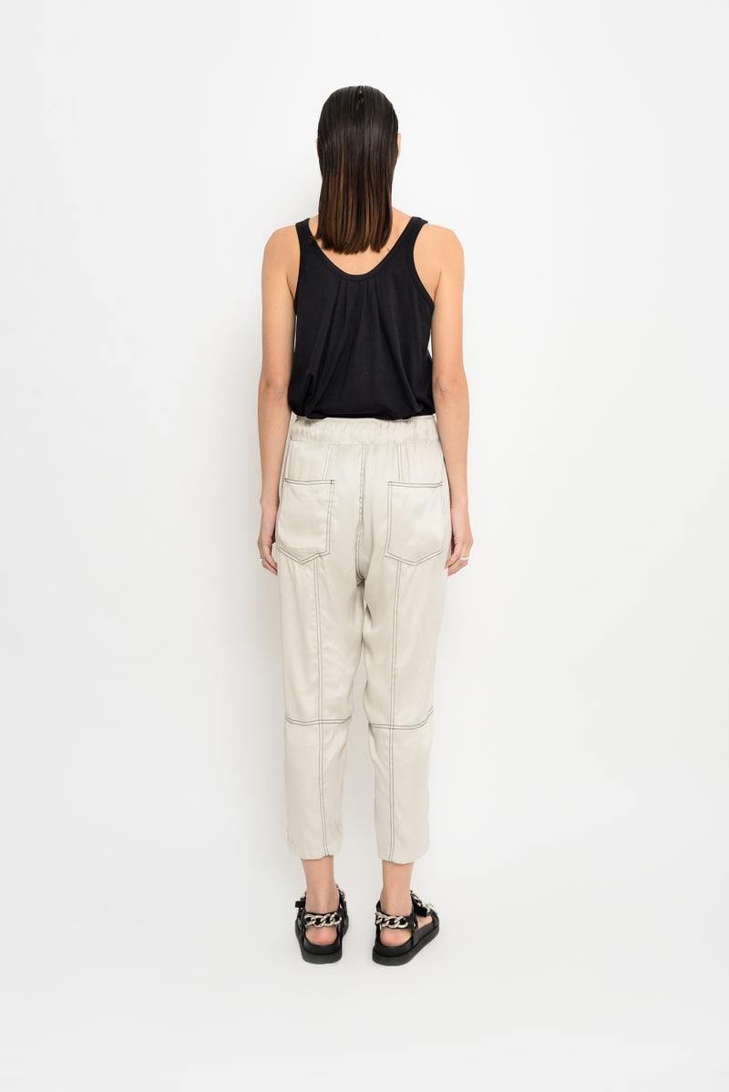 Crepe Trousers with Topstitch | Cardeal