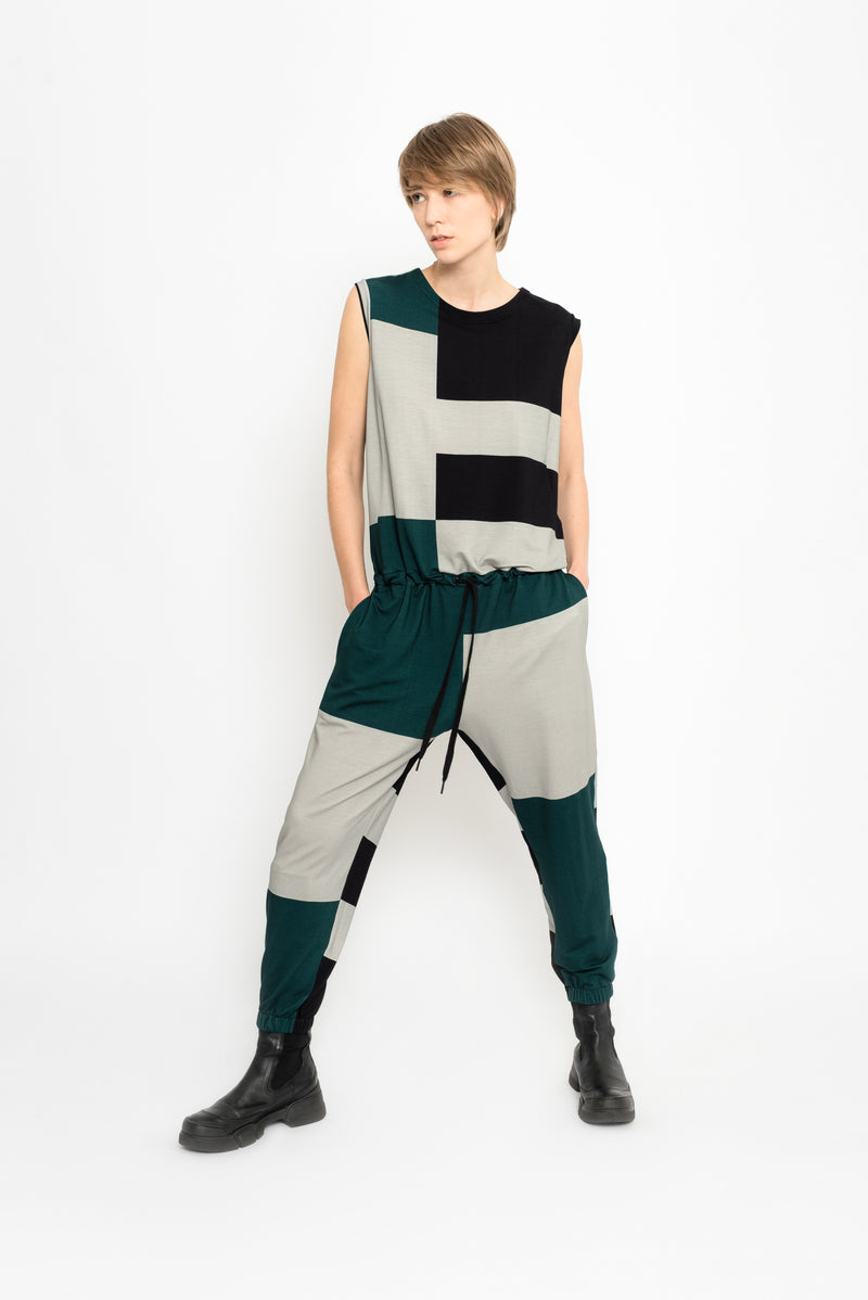 Sleeveless Printed Jersey Jumpsuit | Rena