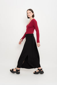 Linen Viscose Overlapped Skirt | Fudge