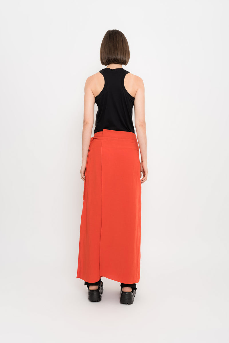 Linen Viscose Overlapped Skirt | Fudge