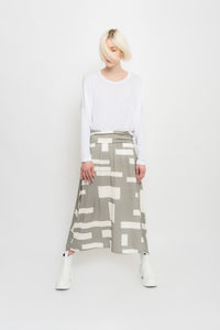 Draped Midi Skirt With Geometric Print | Moréia