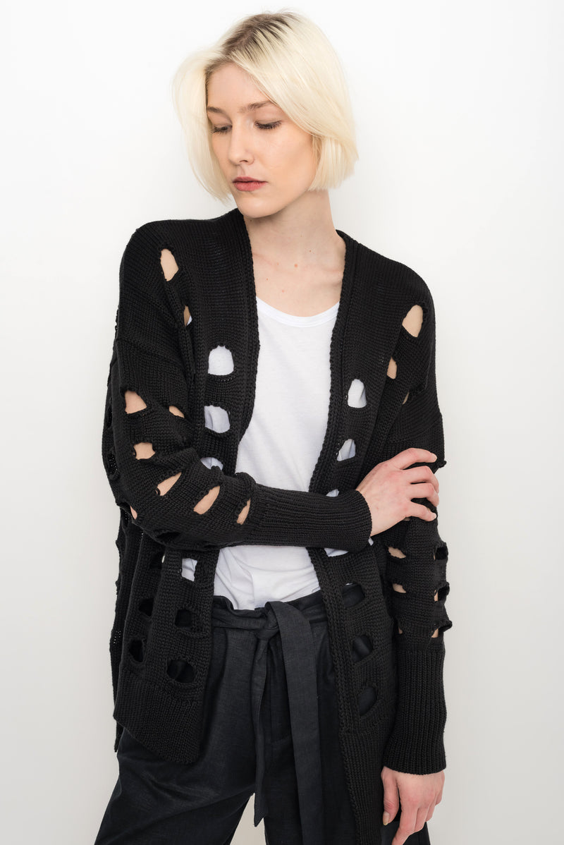 Asymmetrical Cardigan Tricot with Cutouts | Lugre
