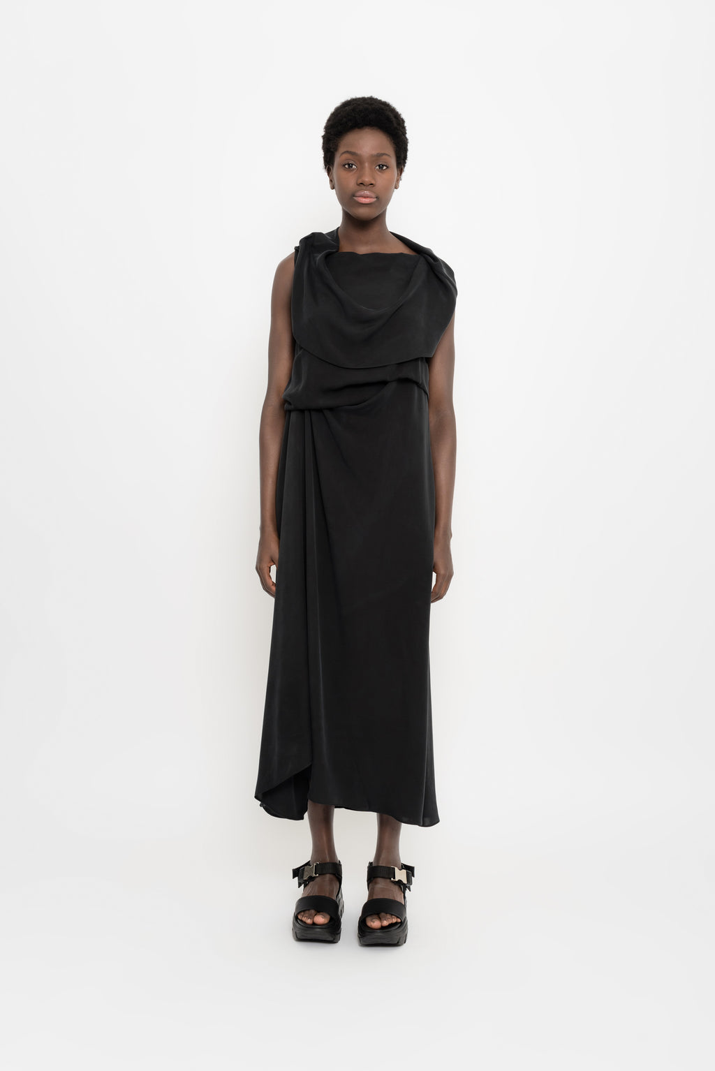 Draped Silk Midi Dress | Acerola