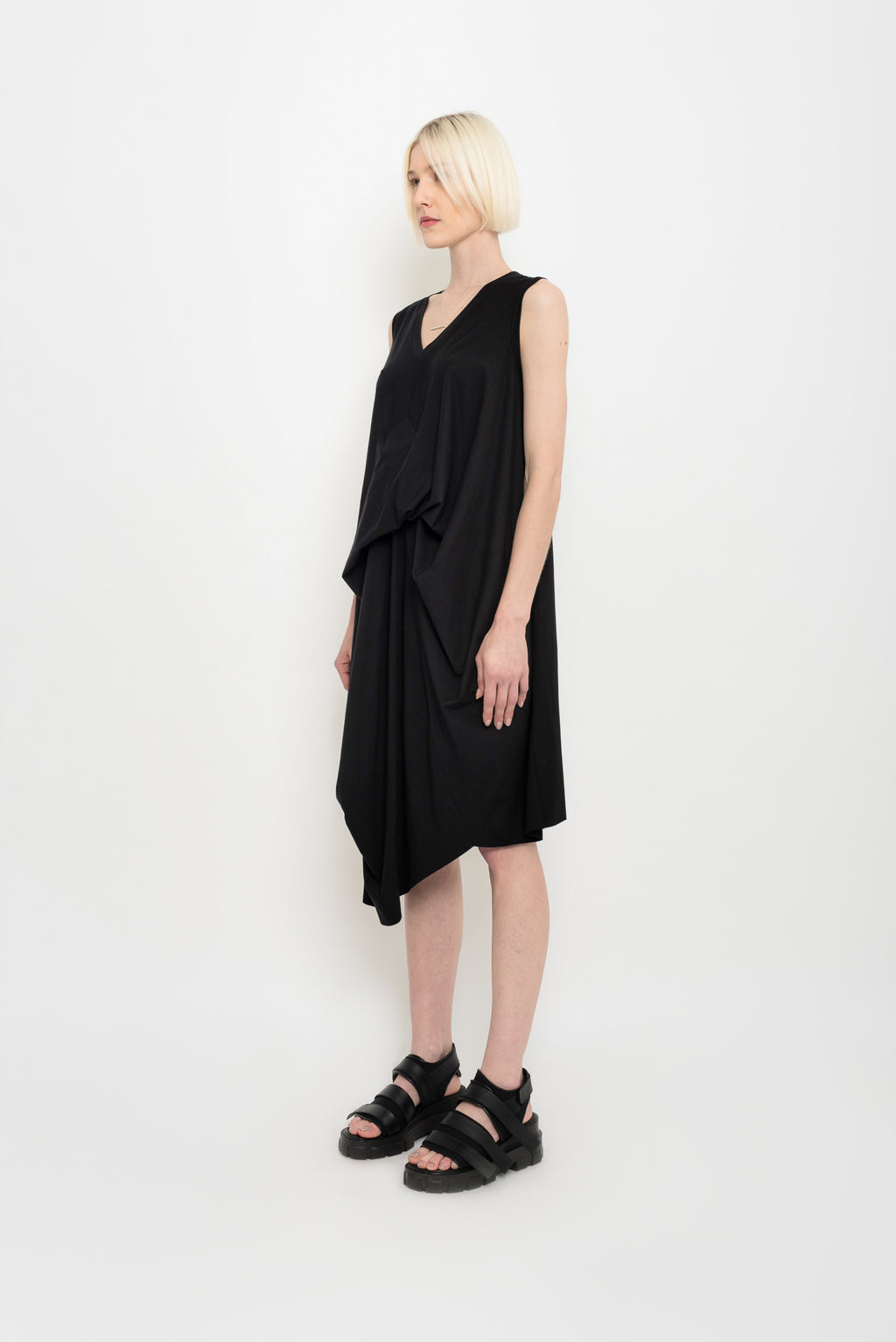 Asymmetrical Draped Jersey Dress | Pata
