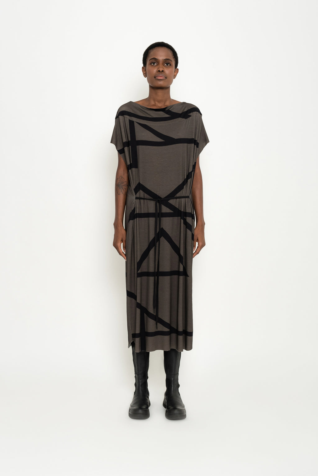 Tunic-Style Dress with Geometric Print | Skunk